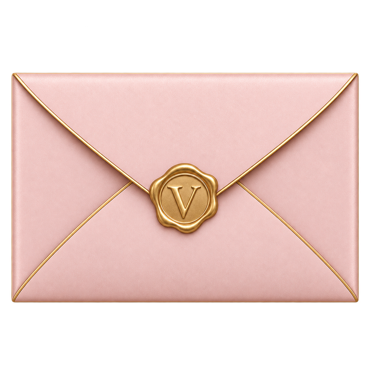 Sobre rosa con sello dorado de Victoria